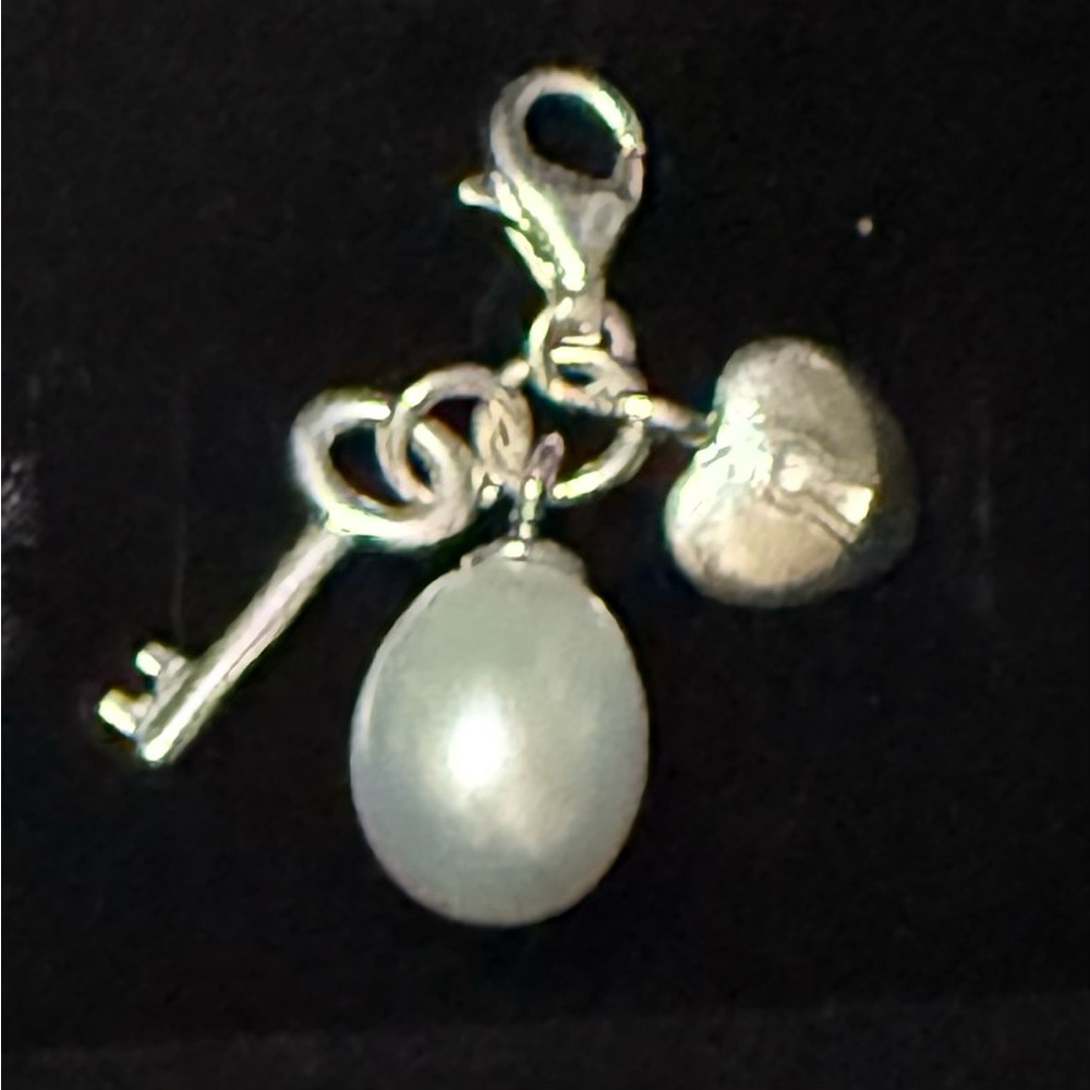 Thomas Sabo Silver Key, Heart, and Pearl Charm Necklace